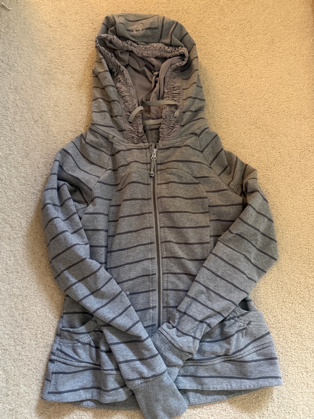 lululemon athletica Gray Striped Hooded Zip Jacket